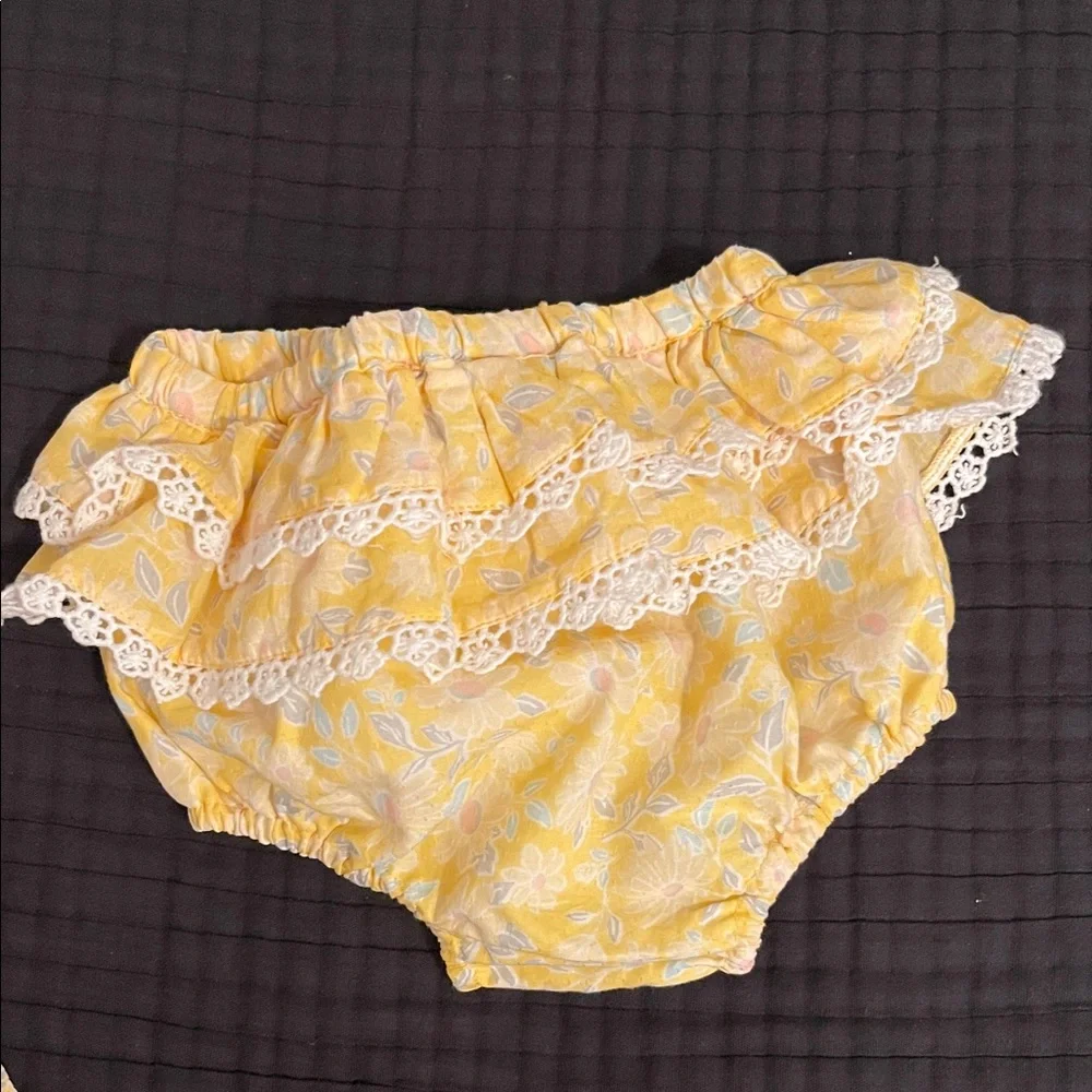 cupcakes & cashmere Yellow Floral Diaper Cover Set